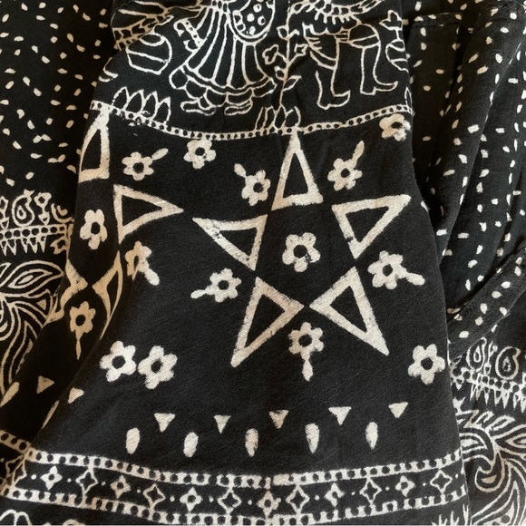 VINTAGE WOVEN COTTON PRINTED WRAP SKIRT PENTAGRAM PEACOCK PAISLEY DEER FLORAL - Picture 12 of 13